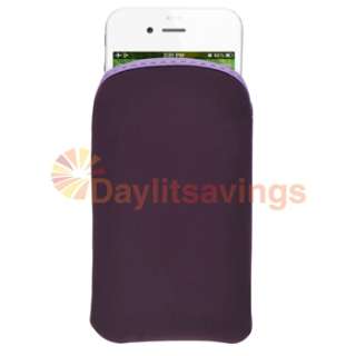 Purple Pouch+Soft Flower Case for iPod Touch 4th Gen 4  