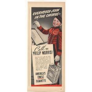 1940 Philip Morris Cigarette Bellhop Music Conductor Print Ad  