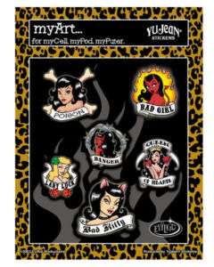 Bad Girl Lady Luck Pinup 6 Sticker Set CellPhone, ipod,  