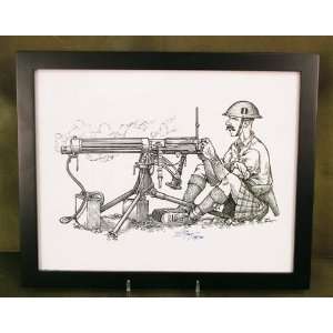   by Artist Kilted British WWI Tommy with Vickers Gun 