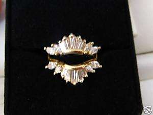 Ladys diamond insert ring 14kt w/tapered baguettes/mar  