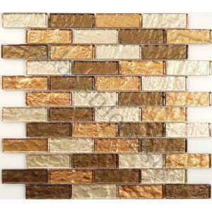  Toffee Latte 1 x 3 Gold Kitchen Glossy Glass Tile 