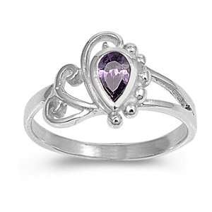 925 Sterling Silver Baby Ring with Amethyst CZ Stone   Packaged in 