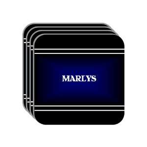 Personal Name Gift   MARLYS Set of 4 Mini Mousepad Coasters (black 