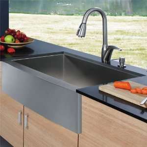 Vigo VG15004 Stainless Steel Kitchen Sink and Faucet Combos Apron 