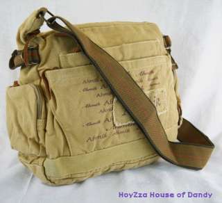 Vintage Style Casual Daily Shoulder Messenger Bag Khaki  