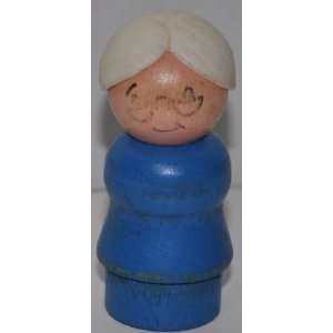 Vintage Little People Woman Grand Mother (White Plastic Hair, Wooden 