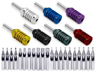  Tattoo Tip Set   1pc each of 21 sizes and 7 Aluminum Grips with Back 
