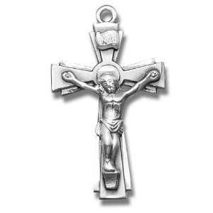 Medium Rosary Crucifix w/24 Chain   Boxed St Sterling Silver Saint 