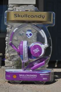   SkullCrushers Dual Bass Boost Headphones purple/white New Skullcandys