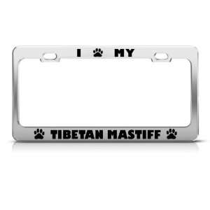 Tibetan Mastiff Dog Dogs Chrome license plate frame Stainless Metal 