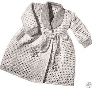 Vintage Baby Bathrobe Jacket Sweater Crochet Pattern~  