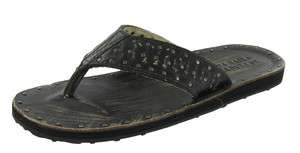 AFFLICTION Furlough Leather Studded Thongs Flip Flops Casual Mens 