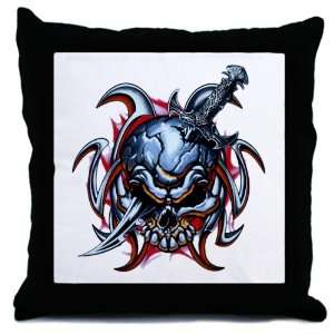  Throw Pillow Tribal Skull With Knife 