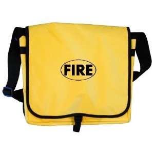  FIRE oval w/flames Firefighter Messenger Bag by  