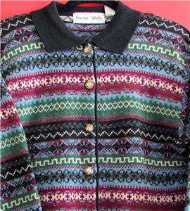 Baxter & Wells Black Wool Bl. Cardigan Sweater Womens M  