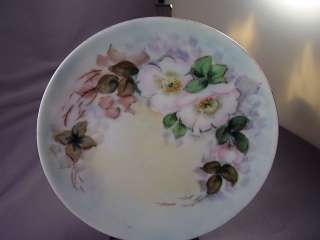 THOMAS SEVRES H.P PINK FLORAL SMALL PLATE  