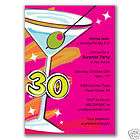 Birthday Martini Invitation​s 30th Party Cocktail Adult