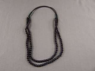 Black faux pearl beaded stretch elastic double headband  