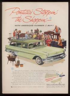 1957 green Pontiac Safari station wagon print ad  