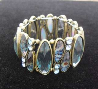 Vintage Mysterious Sky Blue Glam Austrian Crystal Stretchy Bracelet 