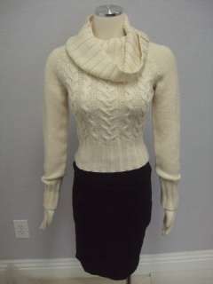 NWOT BeBe Ivory Cable Knit Designer Chic Sweater Sz XS  