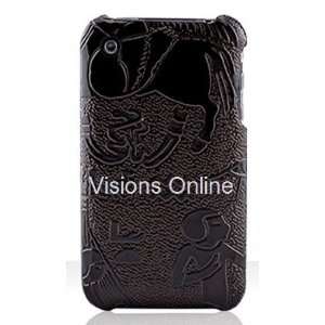   Slim Iphone Hard Case Leather Egyptian Theme Dark Brown Electronics