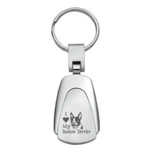  Tear Drop Keychain   I Love My Boston Terrier