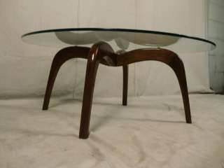 Elegant Mid Century Walnut/Glass Coffee Table (2151)r.  