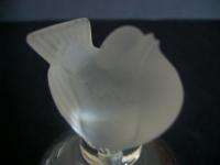   Crystal Sparrow Bird Frosted Bell, Signed Lalique France  