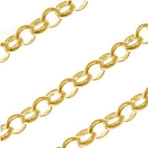  Bright 22K Gold Plated Round Rolo Chain 3.7mm Bulk By The 