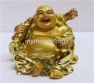   Golden Happy Money Buddha Love Happiness Longevity Wealth #S4  