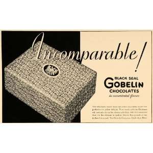 1932 Ad Black Seal Gobelin Chocolates Box Christmas   Original Print 