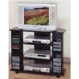  Entertainment Tv Stand with Cd Rack in Black Finish 