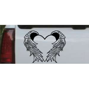 6in X 7.8in Black    Heart With Wings Car Window Wall Laptop Decal 