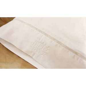   White Standard Pillowcase with Open Embroidery Accent