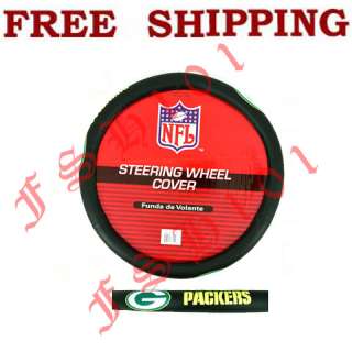 Brand New Simulated Leather NFL Green Bay Packers Steering Wheel Cover 