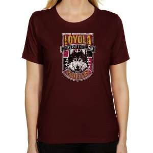 Loyola Chicago Ramblers Ladies Distressed Primary Classic Fit T Shirt 