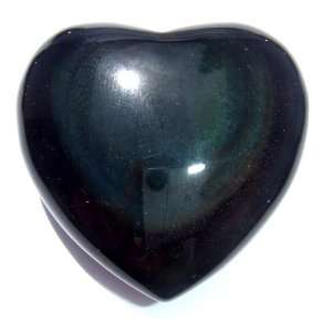 Obsidian Heart 05 Black Rainbow Crystal Heart Love Attraction Stone 