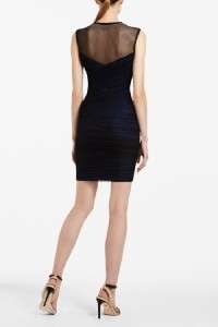   Azria CAMIRA Embellished Illusion Ruched Beaded Cocktail DRESS  
