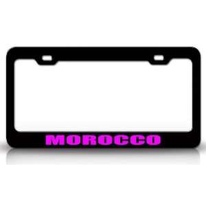com MOROCCO Country Steel Auto License Plate Frame Tag Holder, Black 