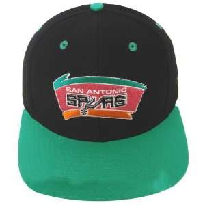   Spurs Retro Logo Snapback Cap Hat 2 Tone Black Teal 