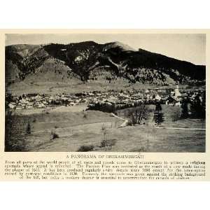  1930 Print Panorama Oberammergau Bavaria Alps Passion Play 