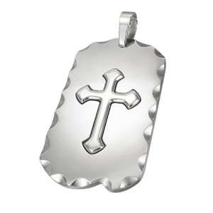 Bling Jewelry Men Stainless Steel Cross Dog Tag Pendant 
