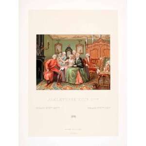  1888 Chromolithograph Middle Class Family 18th Century 