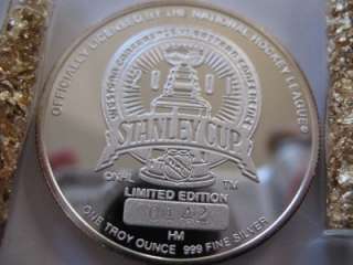 OZ.999 FINE SILVER NHL 2001 COLORADO AVALANCHE CHAMPS STANLEY CUP 