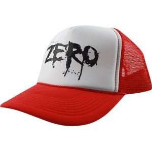  Zero Blood Text Mesh Hat Adjustable   White/Red Sports 