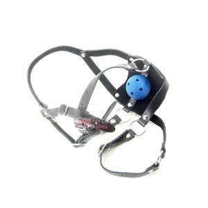  Leather Muzzle Harness (Blue Ball Gag with Airways 