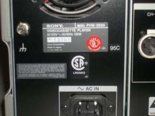 Sony PVW 2650 BetaCam SP Editing Videocassette Player Video Cassette 