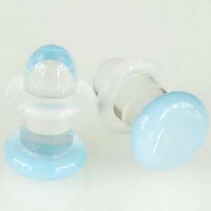   Single Flared Color Front Plugs 00g, Sky Blue Gorilla Glass Jewelry
